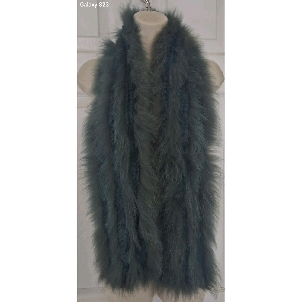 Alice + Olivia Green Dyed Genuine Artic Fox Fur Scarf 56" Luxury Chic